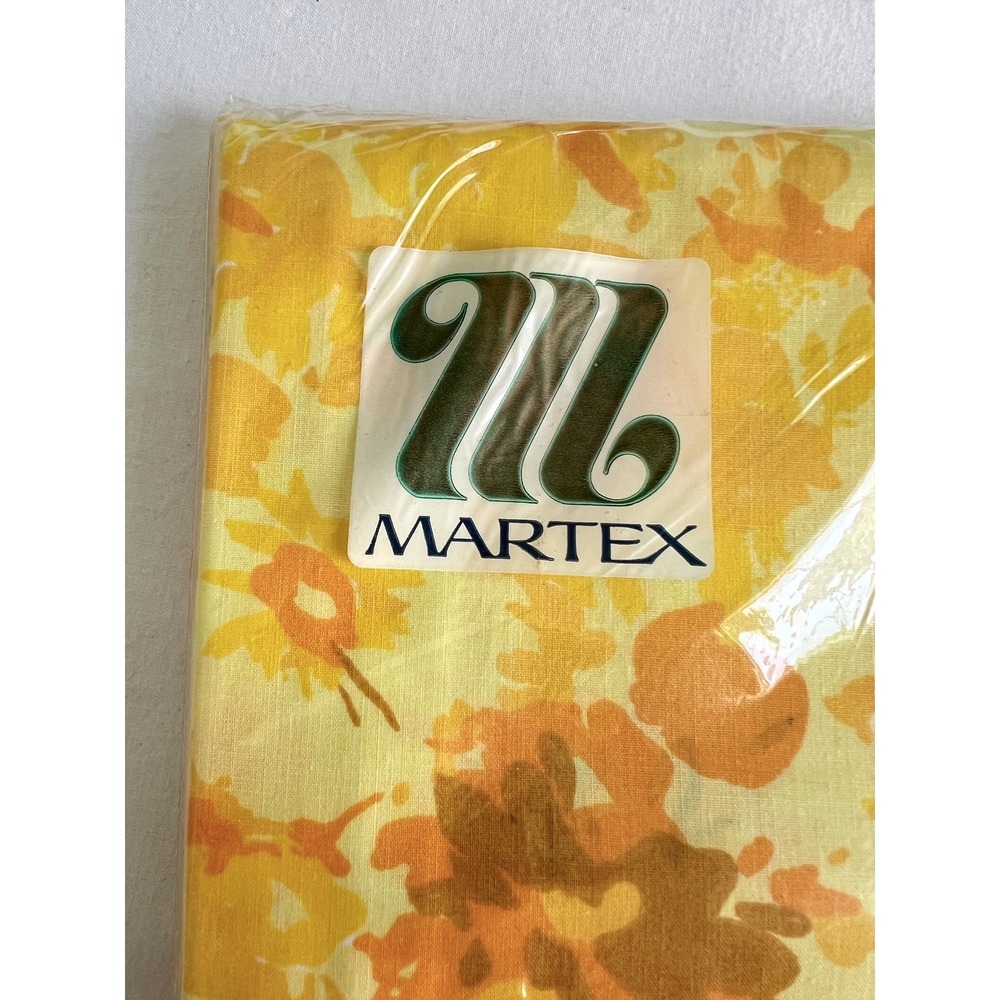Vintage Martex Luxor Yellow Floral Double Sheet Set New Old Stock 70s Percale - Picture 7 of 15